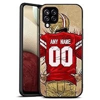 IKPYTREE Custom Name & Number Football Player Black Case for Samsung Galaxy A12 A72 A52 5G A42 A32 A22 A02s A30s A21s A51 A50 A10 A20，Customized Silicone Shockproof Protection Case(San Francisco Red)