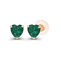 Solid 925 Sterling Silver Gold Plated 4mm Heart Genuine Birthstone Stud Earrings For Women | Natural or Created Hypoallergenic Gemstone Stud Earrings