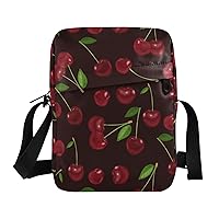 ALAZA Cherry on Dark Background Crossbody Bag Small Messenger Bag Shoulder Bag with Zipper for Women Men