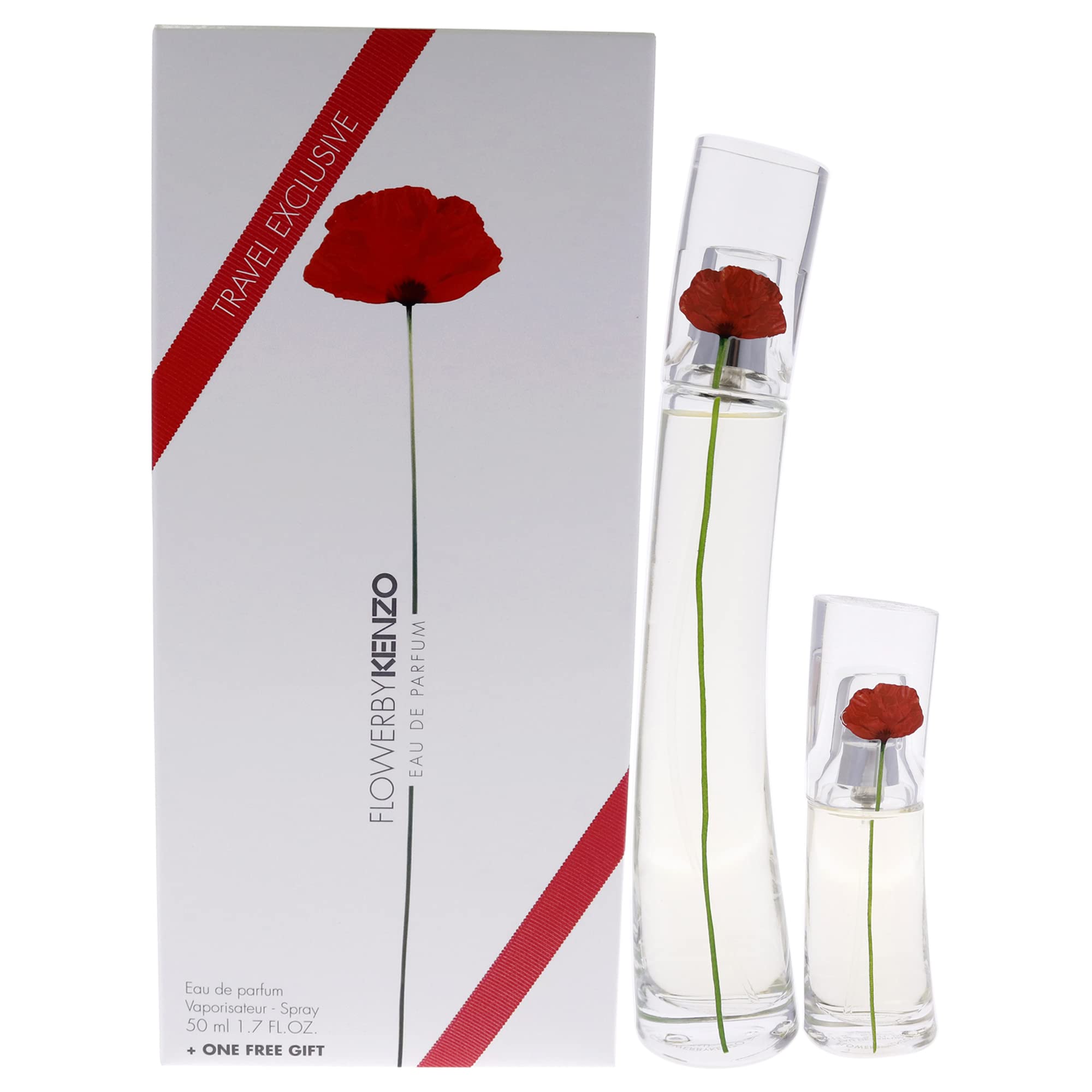 Kenzo Flower Women 1.7oz EDP Spray, 0.5oz EDP Travel Spray 2 Pc Gift Set