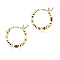 Dainty Gold Hoop Earrings, 14K Real Gold Sterling Silver Post Hypoallergenic Hoops Ear