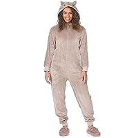 Pusheen Womens Onesie | Ladies Novelty All In One Pyjama Set | Brown Cozy Cartoon the Cat with 3D Ears & Tail