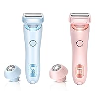 Electric Shaver Razors for Women 2-in-1 Electric Razor for Womens Legs Underarm Face Pubic Hairs,Wet Dry Use Rechargeable Bikini Trimmer Hair Removal with Detachable Head,Painless IPX7 Waterproof