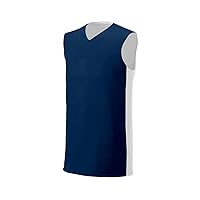 Youth Reversible Muscle Tee, Small, Navy/White