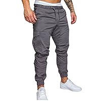 Men's Pants Casual,Oversize Baggy Pant Slim Drawstring Stretch Elastic Waist Solid Trousers with Pocket