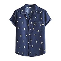 Mens Hawaiian Graphic Printed T Shirts Casual Novelty Summer Beach Aloha Tops Button Down Shirts Jersey Poplin Tops