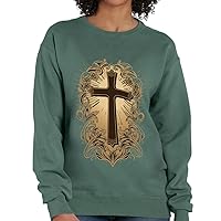 Cross Graphic Crewneck Sweatshirt - Cross Women's Sweatshirt - Graphic Art Sweatshirt