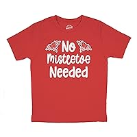 Youth No Mistletoe Needed Tshirt Funny Christmas Kiss Graphic Novelty Tee for Children