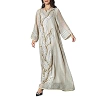 Women Turkish Long Dress Gorgeous Party Dress Embroidery Sequins Full Sleeves Dubai Arabic Robe Muslim Abaya