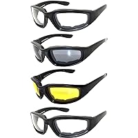 Motorcycle Riding Sport Sunglasses Assorted Color Multipacks, Unisex Foam Padded Wind Blocking Glasses UV400 Protection