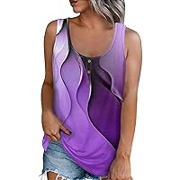 Summer Outfits for Women 2024 Funny Button Down Sleeveless Scoop Neck Tank Top 4Th of July Shirts American Flag Shirts