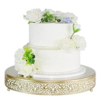 Cake Stand, Metal Round Cupcake Dessert Stand Cake Display Holder Cookies Fruit Serving Tray Decor for Wedding Party Birthday Baby Showers Anniversary (16in, Gold.Hi-Q)