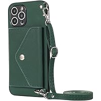 LOFIRY- Case for iPhone 14/14 Plus/14 Pro/14 Pro Max PU Adjustable Crossbody Lanyard Strap with Card Holder Bracket Shock-Proof Drop-Proof Back Cover Size : 14 Pro 6.1