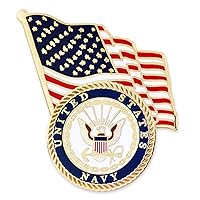 PinMart Officially Licensed U.S. Navy Lapel Pin – United States Navy Military Emblem Pin – Gold or Nickel Plated Enamel Brooch with Secure Clutch Back