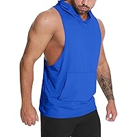 Mens Workout Hooded Tank Tops Bodybuilding Muscle Cut Sleeveless T Shirt Gym Training Hoodies Muscle Fit Shirts