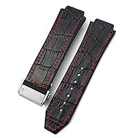 20mm 22mm Cowhide Leather Rubber Watchband 25mm * 19mm Fit for Hublot Watch Strap Calfskin Silicone Bracelets Sport (Color : 17, Size : 22mm)