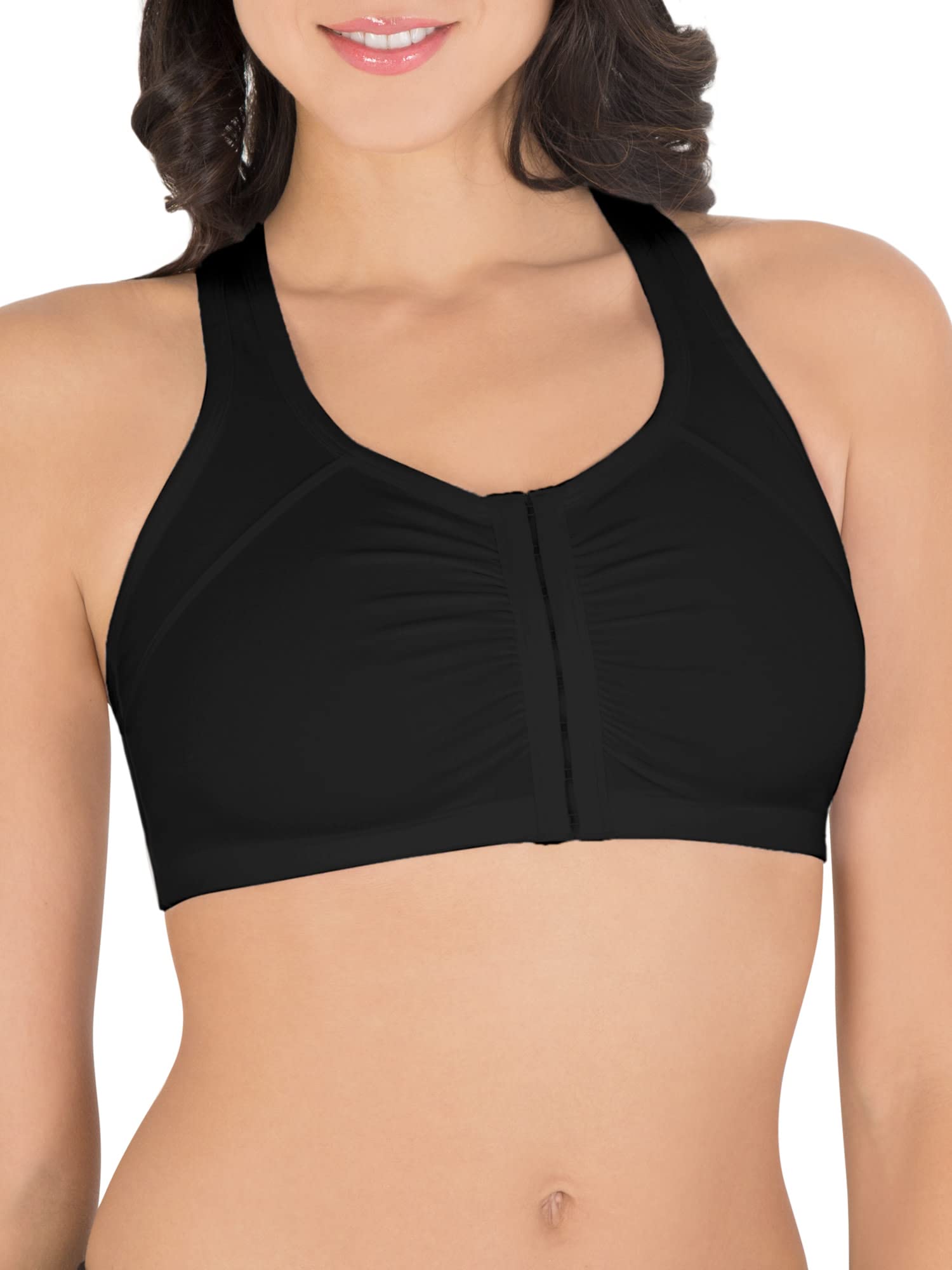 Fruit of the Loom Women's Cotton Front Close Racerback Sports Bra 2 Pack