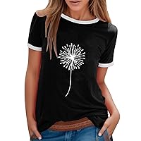 Sequin Tops for Women Plus Size Sexy Women Casual Holiday Top Printing Crew Neck Blouse Short Sleeve Stitching