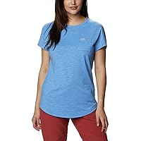 Columbia Women's Cades Cape Tee Shirt, Moisture Wicking, Comfort Stretch, Harbor Blue, Large
