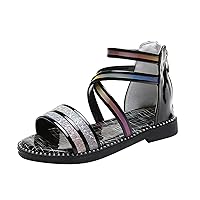 Girls Shoes 13 Toddler Girls Sandals Leatherette Studded Sandals with Ankle Zipper Wedges for Girls Size 3 Big Kid