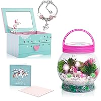 Amitié Lane Unicorn Gift Set For Girls - Including Musical Jewelry Box & DIY Unicorn Terrarium Kit - Girl Birthday Gifts