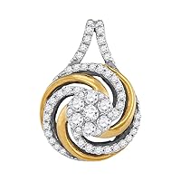 10kt Two-tone Gold Womens Round Diamond Swirl Cluster Pendant 1/2 Cttw