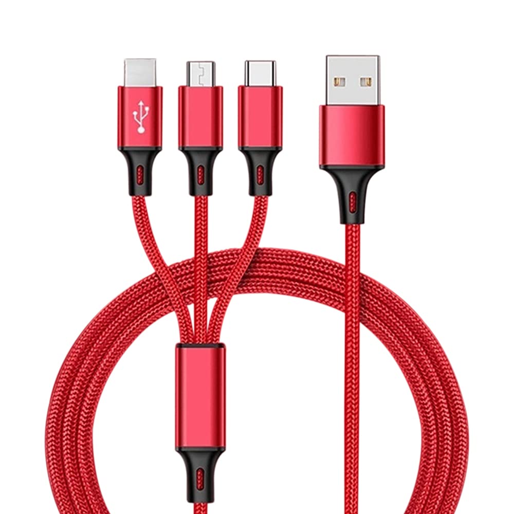 Pro USB 3in1 Multi Cable Compatible with iPhone SE 2 Data Universal Extra Strength for Fast Quick Charging Speeds! (Red)