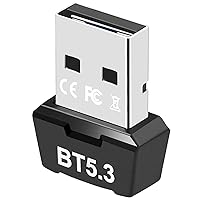 USB Bluetooth 5.3 Adapter for PC, Supports Windows 11/10/8.1/7,5.3+EDR Bluetooth Wireless Transmitter Receiver for Desktop, Laptop, Mouse, Keyboard, Printers, Headsets (Black)