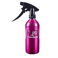 H2O Water Spray Bottle for Hair Mist Salon Style Spray Bottles Metal Aluminum, Hairstylist Barber Styling Shop Supplies and Accessories, 13.5 oz, Sparkle Pink