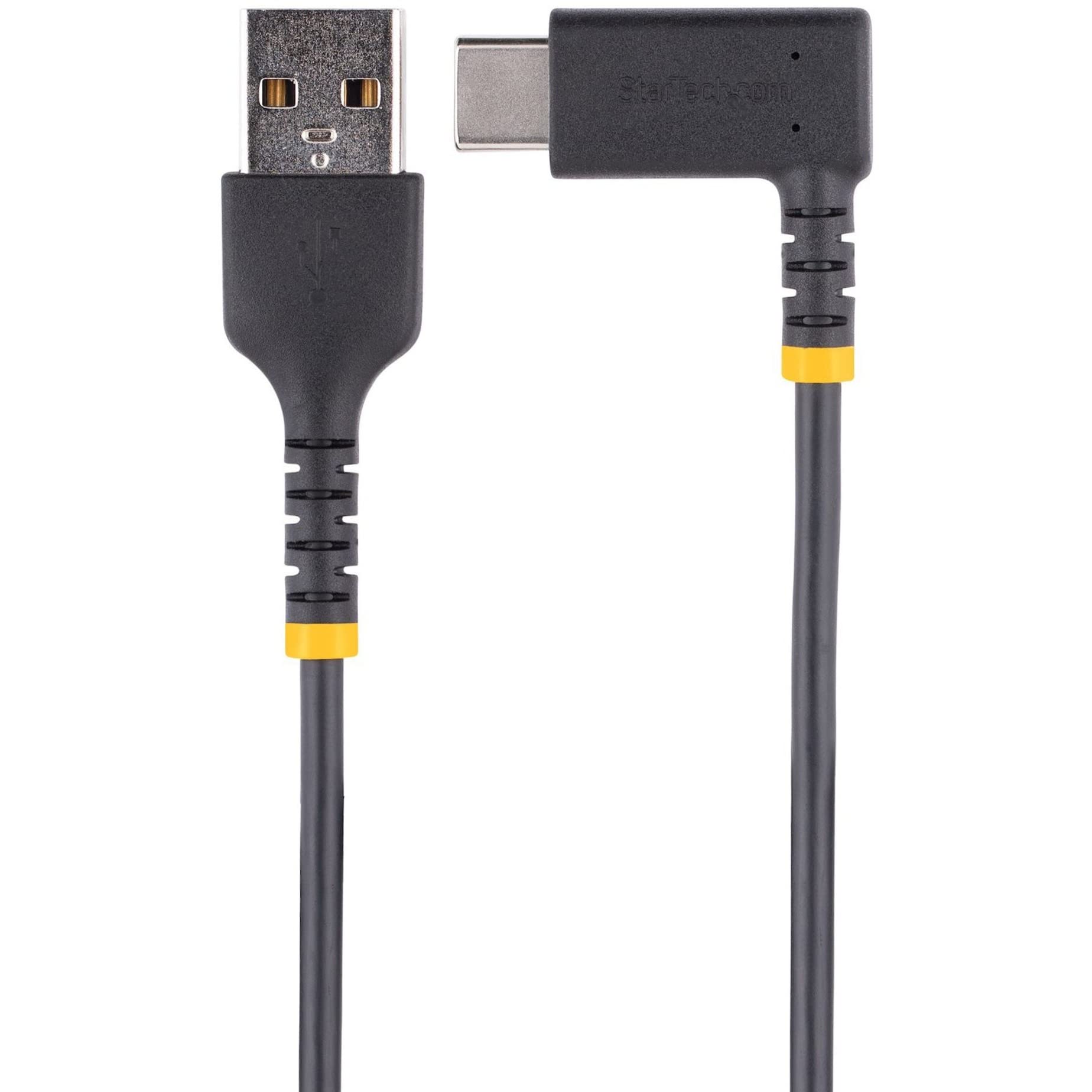 StarTech.com 3ft (1m) USB A to C Charging Cable Right Angle - Heavy Duty Fast Charge USB-C Cable - USB 2.0 A to Type-C - Rugged Aramid Fiber - 3A - USB Charging Cord (R2ACR-1M-USB-CABLE)
