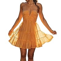 Women Summer Dresses 2024 Beach Women Solid Color Spaghetti Strap V Neck Long Splicing Chic Off Shoulder