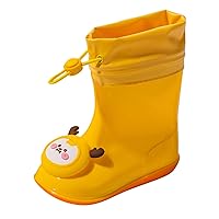 Girls Tall Leather Boots Rain Water Shoes Gumboots Lined With Drawstring For Boys Boots And Bog Snow Boot