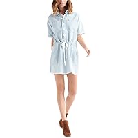 Lucky Brand Womens Printed Button Up Drawstring Dress