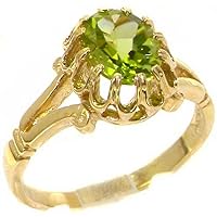 Solid 9k Yellow Gold Natural Peridot Womens Solitaire Ring - Sizes 4 to 12 Available
