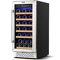 15 Inch Wine Cooler Refrigerators, 30 Bottle Fast Cooling Low Noise and No Fog Wine Fridge with Professional Compressor Stainless Steel, Digital Temperature Control Screen Built-in Freestanding