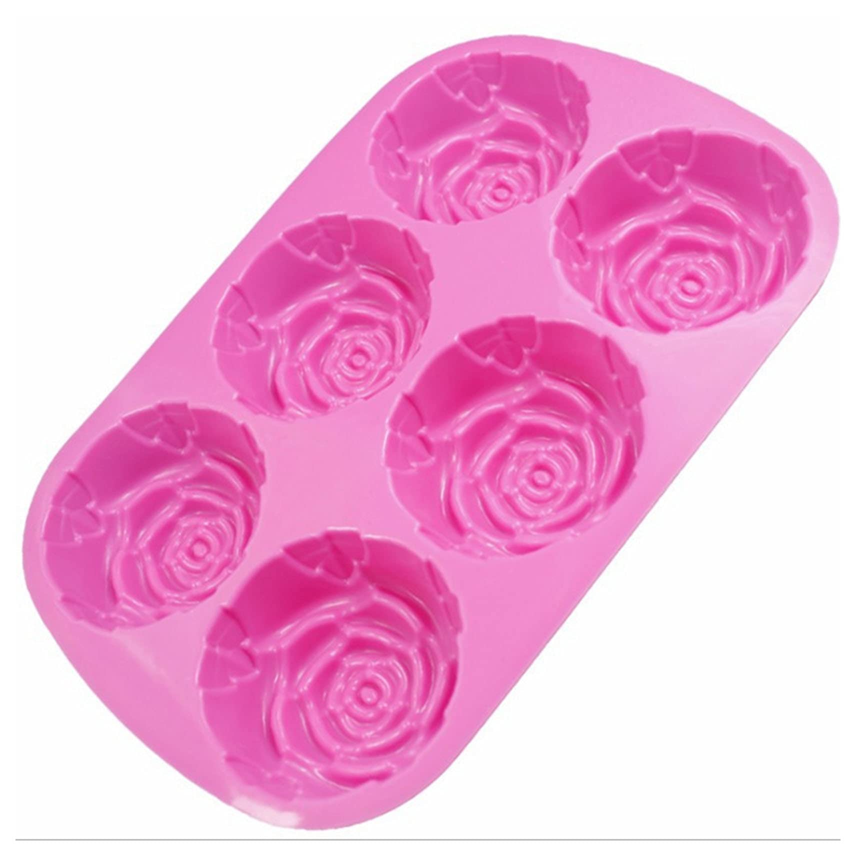 Thaoya Silicone Rose Flower Shape Molds For Homemade Chocolate Cupcake, ​Soap, Bread, ​Cornbread, Bundt Cake, Muffin, Pudding Set of 2 (Rose) (Rose)