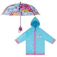 DreamWorks Girls Trolls Rain Wear, Umbrella And Poncho raincoat Set For Kids Ages 4-7