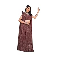 Festival Special Bollywood Girlish Style Ready To Wear Georgette Lehenga Choli Indian 1317 (Brown, XL)