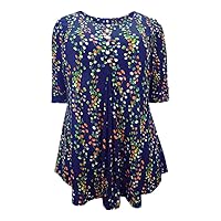 NP Summer for Women Floral Print Half Sleeve Casual Blouses Female Button Loose Shirt