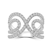 1.16 ct Ladies Pave Set Round Cut Diamond Anniversary Ring in 14 kt White Gold
