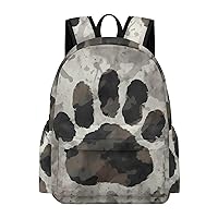 Bear Paw Print Camo Camouflage Laptop Backpack for Women Men Cute Shoulder Bag Printed Daypack for Travel Sports Work