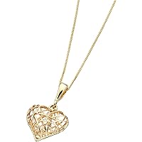 Elements Gold Ladies 9ct Yellow Gold Caged Heart Pendant with Chain of Length 46cm