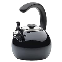 Circulon Enamel on Steel Whistling Teakettle/Teapot With Flip-Up Spout, 2 Quart - Black