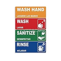 BOCSADVC Proper Hand Washing And Hand Hygiene Health Art Science Poster (3) Canvas Poster Bedroom Decor Office Room Decor Gift Unframe-style 20x30inch(50x75cm)