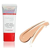 AQUAPURITY PHOERA Full Coverage Foundation New Formula Waterproof Long Lasting Oil Free Velvet Matte Liquid Foundation for Oily Skin Flawless Makeup Base Cream Concealer (103 Warm Peach)