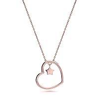 14K Gold Plated Heart with Star Loves Promise Pendant Necklace with Free 18