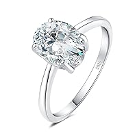JewelryPalace Classic 1ct 2ct Oval Cubic Zirconia Solitaire Promise Ring Women's Jewellery Set, Engagement Ring Women's Ring Silver 925 with Stone Women, Simulated Diamond Wedding Rings Silver Rings Rose Gold Gold