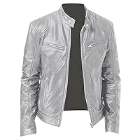 Leather Jackets For Men,Slim Fit Motorcycle Jacket Men Vintage Biker Bomber Jacket Fleece Lined Coat Windbreaker