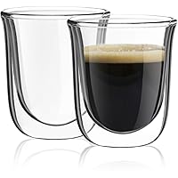 YUNCANG 5.5 oz Espresso Mugs (Set of 4), Double Wall Glass Coffee Cups with  Handle Insulated Glasses Espresso Mugs
