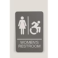 Headline Sign Dynamic WOMEN'S RESTROOM Accessible ADA Sign, Raised White Letters Braille and International Symbols, Rigid Plastic with Mounting Tape included, Made in USA, 6